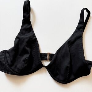 Hollister Ribbed Black Bikini Top LARGE